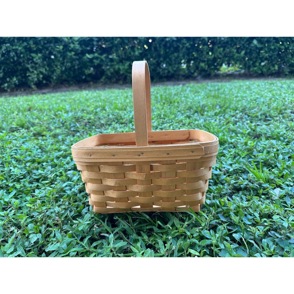 Longaberger 2002 Handwoven Rectangular Basket with Handle Dresden Ohio USA